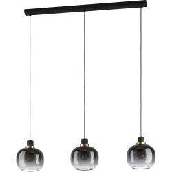 Eglo Pendellampe Oilella Schwarz Stahl/Glas 19 cm 95 cm - Farbe: Schwarz/Messing - Material: Glas/Stahl - Pendellampe