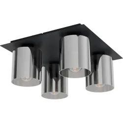 Eglo Deckenlampe Gorosiba 1 Schwarz/Transparent Stahl/Glas 38 cm 38 cm - Material: Glas/Stahl - Deckenlampe