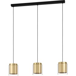 Eglo Pendellampe Lagunitas Schwarz Stahl/Glas 91 cm 110 cm - Farbe: Schwarz/Messing - Material: Glas/Stahl - Pendellampe