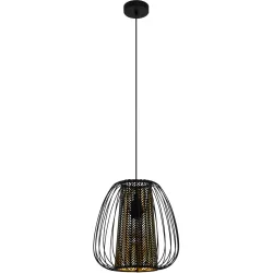 Eglo Pendellampe Curasao Gold/Schwarz Stahl/Stoff 0 cm 0 cm - Farbe: schwarz-gold - Pendellampe