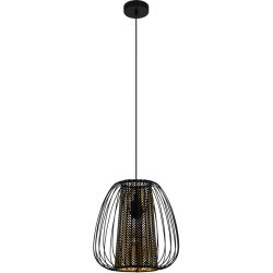 Eglo Pendellampe Curasao Gold/Schwarz Stahl/Stoff 0 cm 0 cm - Farbe: schwarz-gold - Pendellampe