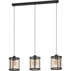 Eglo Pendellampe Dellow Schwarz Stahl 18 cm 88 cm - Farbe: Schwarz/Messing - Pendellampe