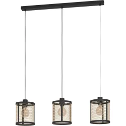 Eglo Pendellampe Dellow Schwarz Stahl 18 cm 88 cm - Farbe: Schwarz/Messing - Pendellampe