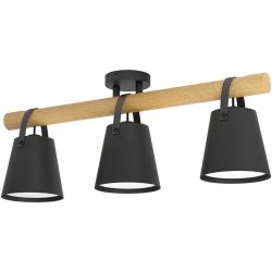 Eglo Deckenlampe Boyle Braun/Schwarz/Weiss Stahl/Holz 17 cm 78 cm - Material: Holz/Stahl - Deckenlampe