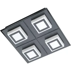 Eglo Deckenlampe Masiano 1 Schwarz Aluminium/Kunststoff/Stahl 25 cm 25 cm - Farbe: Schwarz/satiniert - LED - Lichtfarbe: Warmweiss - Material: