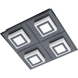 Eglo Deckenlampe Masiano 1 Schwarz Aluminium/Kunststoff/Stahl 25 cm 25 cm - Farbe: Schwarz/satiniert - LED - Lichtfarbe: Warmweiss - Material: