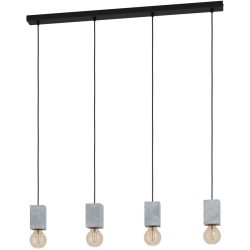 Eglo Pendellampe Prestwick 3 Grau/Schwarz Beton/Stahl 5.5 cm 92.5 cm - Farbe: schwarz/grau - Material: Stahl/Beton - Pendellampe