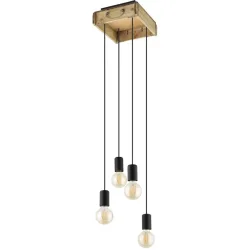 Eglo Pendellampe Wootton Braun/Schwarz Stahl/Holz 28 cm 25 cm - Material: Holz/Stahl
