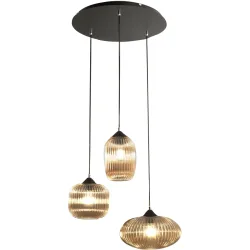 Pendellampe Nawal Gelb Glas/Metall 58 cm 200 cm - Farbe: amber - Material: Metall/Glas - Pendellampe
