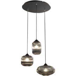 Pendellampe Nawal Grau Glas/Metall 58 cm 200 cm - Material: Metall/Glas - Pendellampe