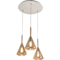 Pendellampe Tulisa Gelb Glas/Metall 52 cm 200 cm - Farbe: amber - Material: Metall/Glas - Pendellampe