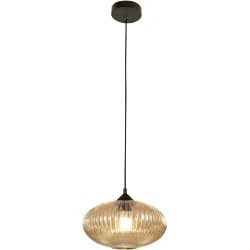 Pendellampe Mikati Gelb Glas/Metall 30 cm 200 cm - Farbe: amber - Material: Metall/Glas - Pendellampe