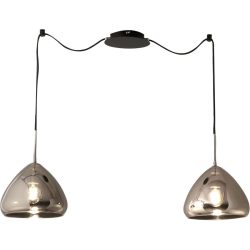 Pendellampe Ove Grau Glas/Metall 350 cm - Farbe: verchromt - Material: Metall/Glas - Pendellampe
