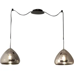 Pendellampe Ove Grau Glas/Metall 350 cm - Farbe: verchromt - Material: Metall/Glas - Pendellampe