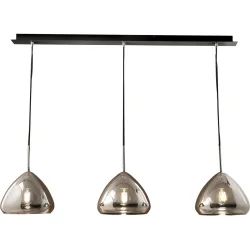 Pendellampe Ove Grau Glas/Metall 24 cm 200 cm - Farbe: verchromt - Material: Metall/Glas - Pendellampe
