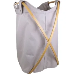 Wäschekorb Cora Weiss Polyester/Holz 65 cm - Farbe: offwhite - Wäschekorb
