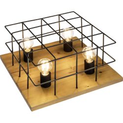 Deckenlampe Edion Braun Holz/Metall 40 cm 26 cm - Farbe: Holzfarben - Deckenlampe