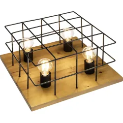 Deckenlampe Edion Braun Holz/Metall 40 cm 26 cm - Farbe: Holzfarben - Deckenlampe