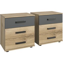 Nachttisch Jasmin Braun/Grau Holzwerkstoff 104 cm - Farbe: Eiche, Graphit - Nachttisch