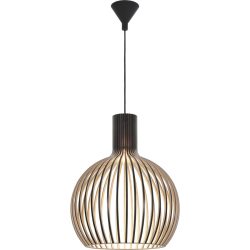 Secto Design Pendellampe Octo Small Schwarz Holz 45 cm 55 cm - LED - Lichtfarbe: Warmweiss - Material: Birke - Pendellampe- LED Energiesparlampe