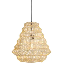 Pendellampe Zina Braun/Schwarz Rattan 50 cm 120 cm - Farbe: natur/schwarz - Pendellampe