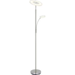 Stehlampe Tiras Kunststoff/Metall nickel H 180cm 28+5.5W LED - Farbe: Satiniert - LED - Lichtfarbe: Warmweiss - Kaltes Tagesweiss - Material: