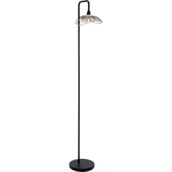 Stehlampe Cate Schwarz/Braun Metall 34 cm 155 cm - Farbe: schwarz, natur - Stehlampe