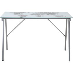 Schreibtisch Viktor Grau/Weiss Glas/Metall 113 cm - Farbe: weiss/grau - Material: Metall/Glas - Schreibtisch