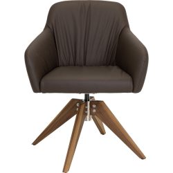WILLISAU SWITZERLAND Stuhl Willisau Pendola Leder braun drehbar höhenverstellbar - Material: Leder, Nussbaum - Stuhl