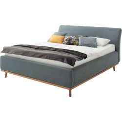 Bett Matero Blau Stoff 160 x 200 cm - Farbe: ocean - Material: Bezug Stoff - Bett