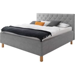 Bett Belial Grau Stoff 160 x 200 cm - Farbe: Hellgrau - Material: Bezug Stoff - Bett