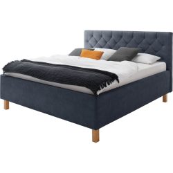 Bett Belial Blau Stoff 160 x 200 cm - Farbe: taubenblau - Material: Bezug Stoff - Bett