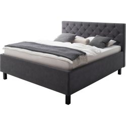 Bett Belial Grau Stoff 180 x 200 cm - Farbe: anthrazit - Material: Bezug Stoff - Bett