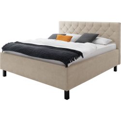 Bett Belial Beige Stoff 180 x 200 cm - Material: Bezug Stoff - Bett