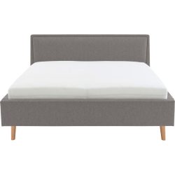 Bett Simas Grau Stoff 160 x 200 cm - Farbe: Hellgrau - Material: Bezug Stoff - Bett