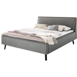 Bett Simas Grau Stoff 140 x 200 cm - Farbe: Hellgrau - Material: Bezug Stoff - Bett