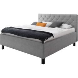 Bett Belial Grau Stoff 180 x 200 cm - Farbe: Hellgrau - Material: Bezug Stoff - Bett