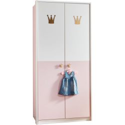Kleiderschrank Cindra Rosa/Weiss Holzwerkstoff 95 cm 58 cm 199 cm - Farbe: weiss/rosé - Kleiderschrank