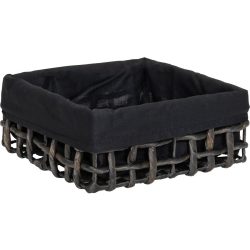 Korb Giulia H11xB26 schwarz - Material: Wasserhyazinthe/Leinen - Korb