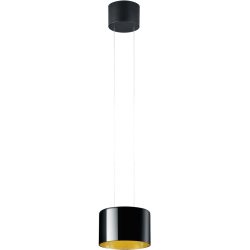 Designer-Pendellampe Bankamp Grand Luce gold 1-flammig D 32 cm - Farbe: Blattgoldoptik/schwarz - LED - Lichtfarbe: Extra warmweiss - Material: