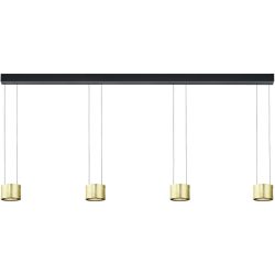 Designer-Pendellampe Bankamp Impulse gold 4-flammig vertical flex - Farbe: Blattgoldoptik mit schwarz abgesetzt - LED - Lichtfarbe: Extra warmweiss -