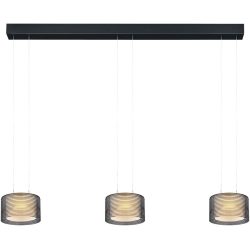 Designer-Pendellampe Bankamp Grand Groove schwarz 3-flammig - LED - Lichtfarbe: Extra warmweiss - Material: Aluminium/Glas - Designer-Pendellampe- LED