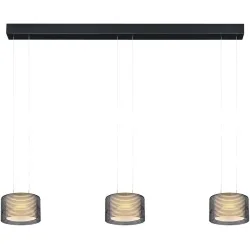 Designer-Pendellampe Bankamp Grand Groove schwarz 3-flammig - LED - Lichtfarbe: Extra warmweiss - Material: Aluminium/Glas - Designer-Pendellampe- LED
