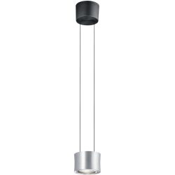 Designer-Pendellampe Bankamp Impulse nickel matt 1-flammig vertical flex - Farbe: Nickel matt mit Chrom abgesetzt - LED - Lichtfarbe: Extra warmweiss