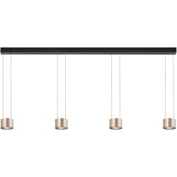 Designer-Pendellampe Bankamp Impulse Roségold 4-flammig vertical flex - Farbe: Rose/Gold eloxiert - LED - Lichtfarbe: Extra warmweiss - Material: