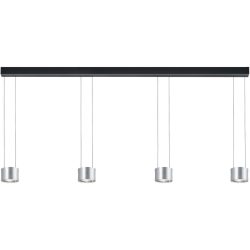 Designer-Pendellampe Bankamp Impulse Nickel matt 4-flammig vertical flex - Farbe: Nickel matt mit Chrom abgesetzt - LED - Lichtfarbe: Extra warmweiss