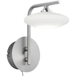 Wandlampe Kari Grau Metall 10 cm 20 cm - Farbe: Nickel matt mit Chrom - LED - Lichtfarbe: Extra warmweiss - Wandlampe- LED Energiesparlampe