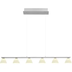 Pendellampe Emmeline Grau Metall 114 cm 150 cm - Farbe: Nickel matt mit Chrom - LED - Lichtfarbe: Extra warmweiss - Pendellampe- LED Energiesparlampe