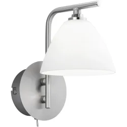 Wandlampe Emmeline Grau Metall 10 cm 19 cm - Farbe: Nickel matt mit Chrom - LED - Lichtfarbe: Extra warmweiss - Wandlampe- LED Energiesparlampe