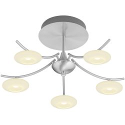 Deckenlampe Kari Grau Metall 53 cm 28 cm - Farbe: Nickel matt mit Chrom - LED - Lichtfarbe: Extra warmweiss - Deckenlampe- LED Energiesparlampe